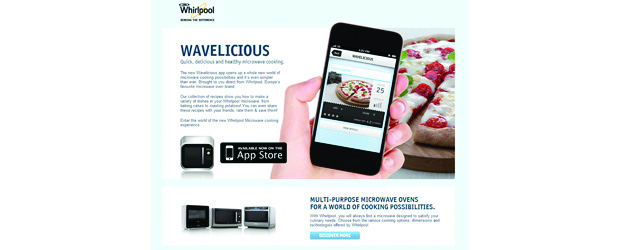 The new Whirlpool Wavelicious mobile app for its microwave ovens